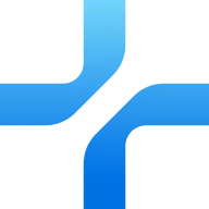 Abstract blue geometric shape with three rounded branches on a black background.